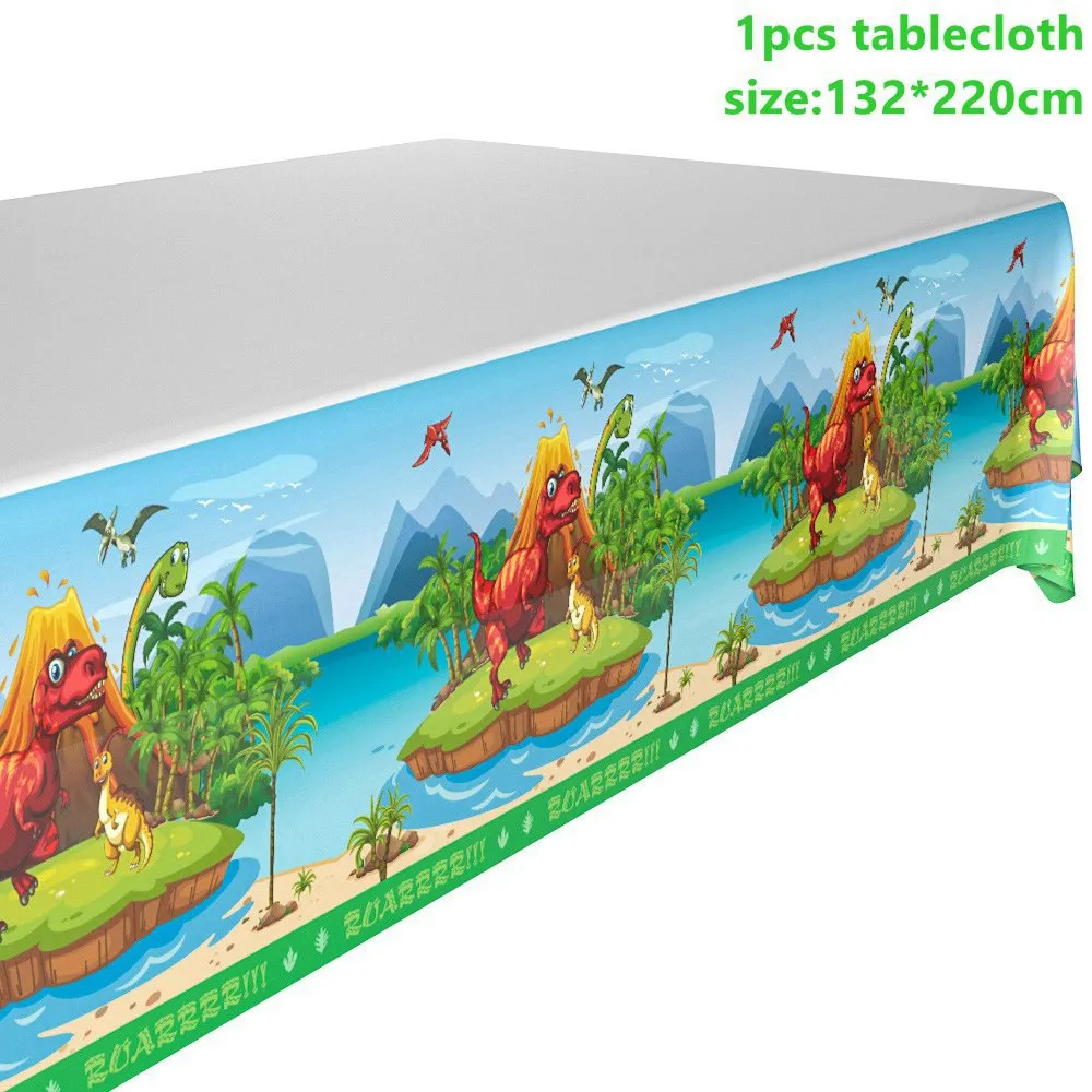 Taoup, дикие животные, одноразовые столовые приборы, динозавры, вечерние принадлежности, Веселый динозавр, на день рождения, Вечерние Декорации для детей, сафари, джунгли - Цвет: Dinosaur Tablecloth