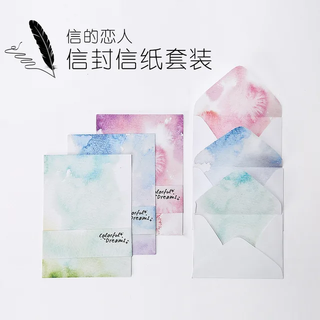 japanese stationery cute watercolor painting style letter pad and stationery letter