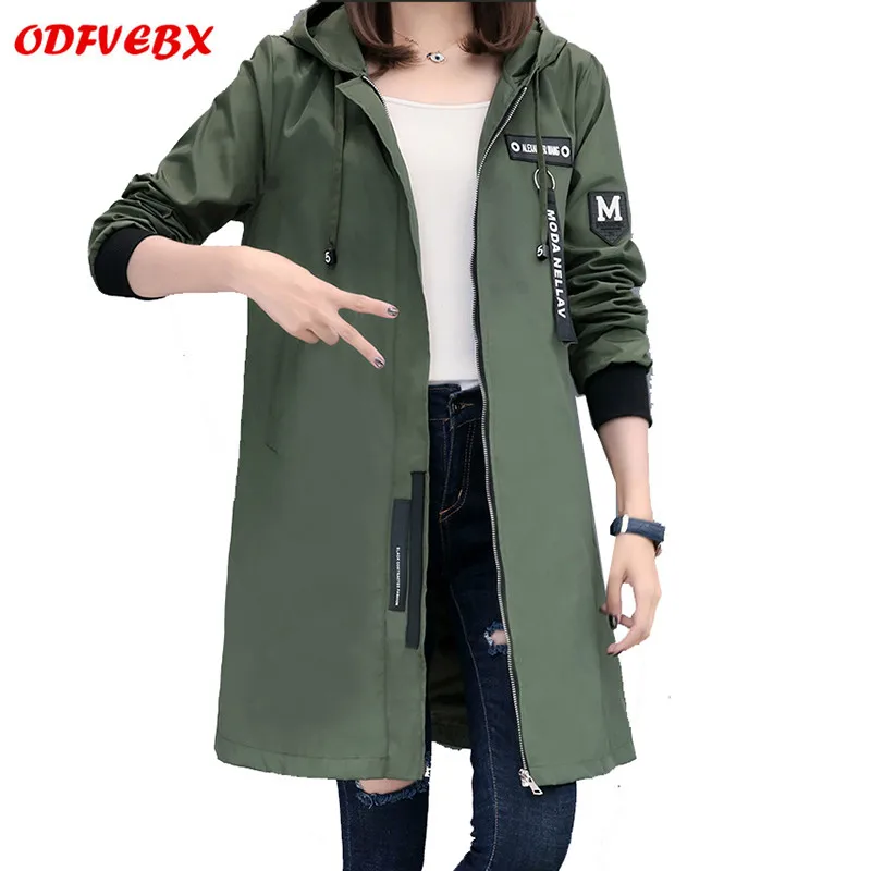 2017 New Spring Autumn Trench Coat Women Causal Long Sleeve With Hood Medium Long Large size