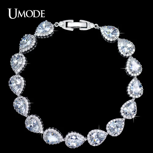 

UMODE Pear cut Pure Clear Color Cubic Zirconia Connected Jewelry Bracelet UB0029D