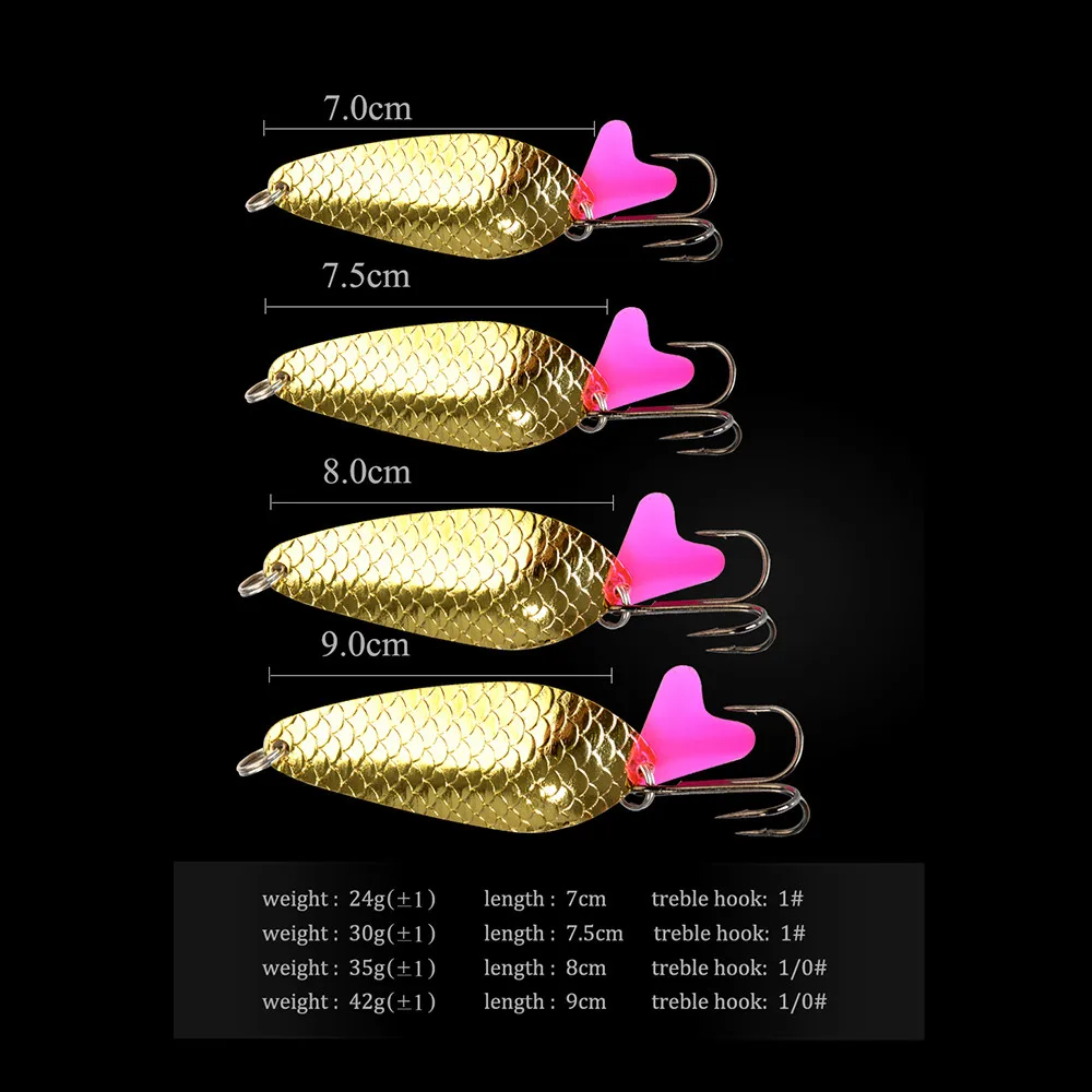 24-42 г золотая металлическая spinner ложка приманки Рыболовная Приманка двойные воблеры для троллинга жесткие приманки форель рыболовная джиг металлическая ложка приманка