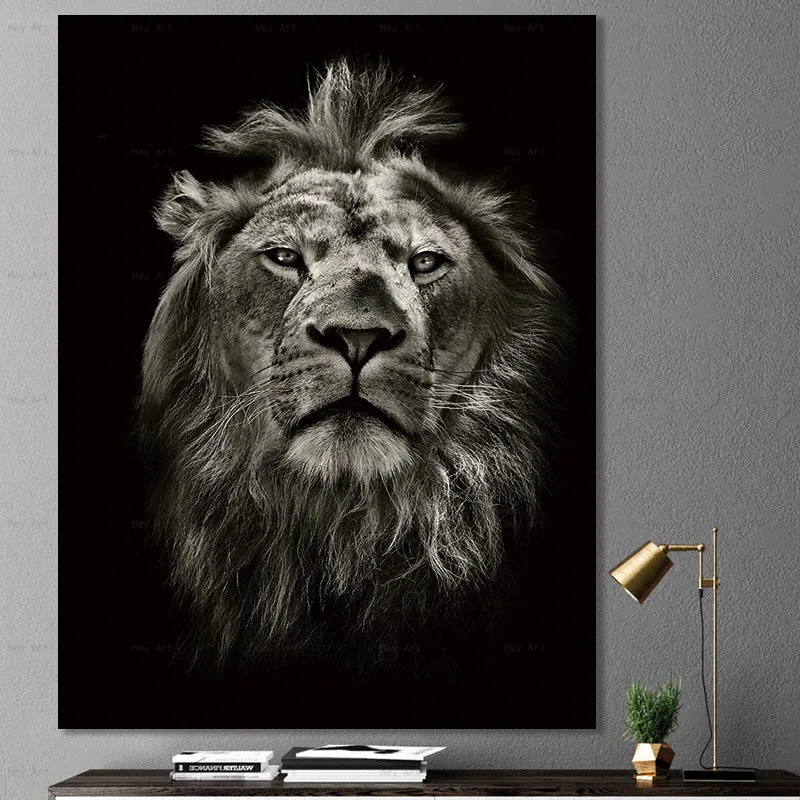 HD Animal Wall Art Canvas Painting Tiger Picture Lion Posters Deer Prints Giraffa Home Decor for Living Room