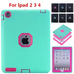 Противоударный heavy duty 3 в 1 чехол для IPad 2 3 4 ТПУ Футляр принципиально Coque для Ipad 3 PC чехол для Apple ipad 2 Ipad 3 Ipad 4