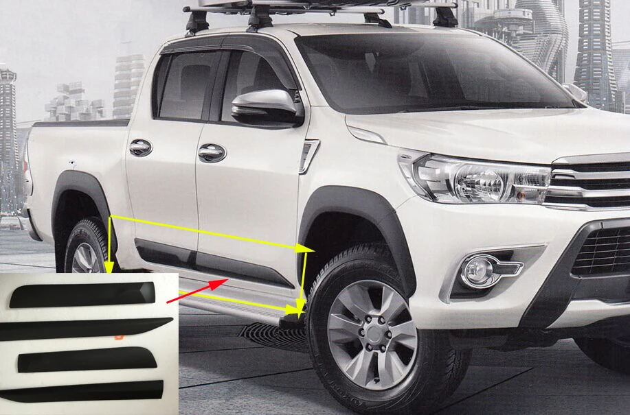 2016 For hilux accessories ABS injection black side molding body kits