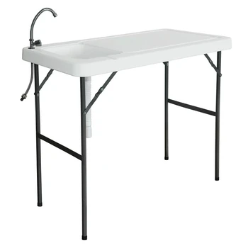 

Folding Portable Fish Fillet & Hunting & Cutting Table with Sink Faucet