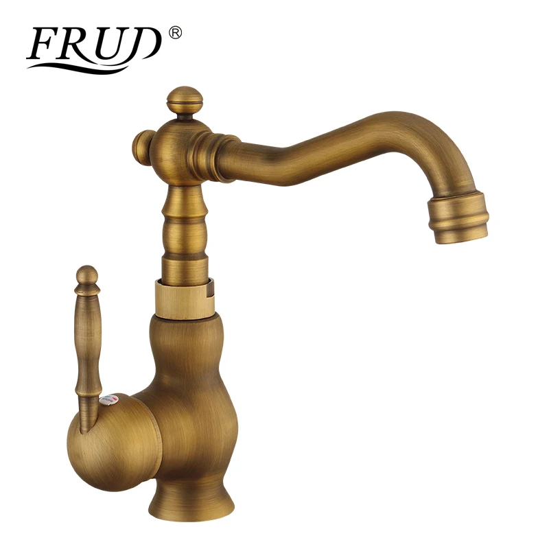 

Frap New Antique Bronze High Platform Copper Bathroom Basin Faucet Single Handle for Hot and Cold Water European Style Y10091