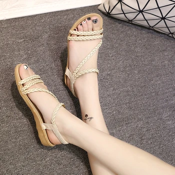 

Women Ankle Strap Sandals Plus Size 36-40 Summer women shoes woman Flip Flops Ladies Flat Sandals chaussure Sandalias Mujer