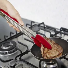 Antiadherente 2 UNIDS 9 “/12” Herramientas de Cocina De Silicona Pinzas Para BARBACOA de Acero Inoxidable Barbacoa Clip de Calor Cocinar Pan resistente Pinza Pinzas