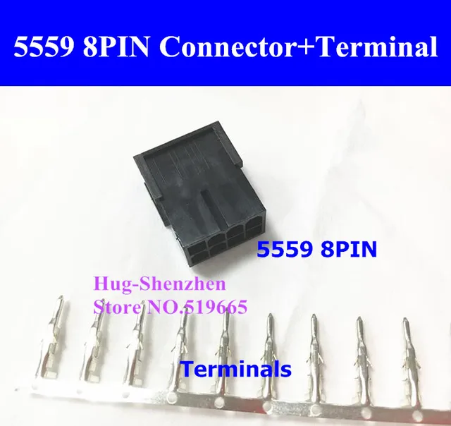Best Value ATX/EPS PCI-E GPU 5557 8pin 8(2*4)PIN female Connector Housing Plastic Shell for PC computer graphics card +5559 terminal pins