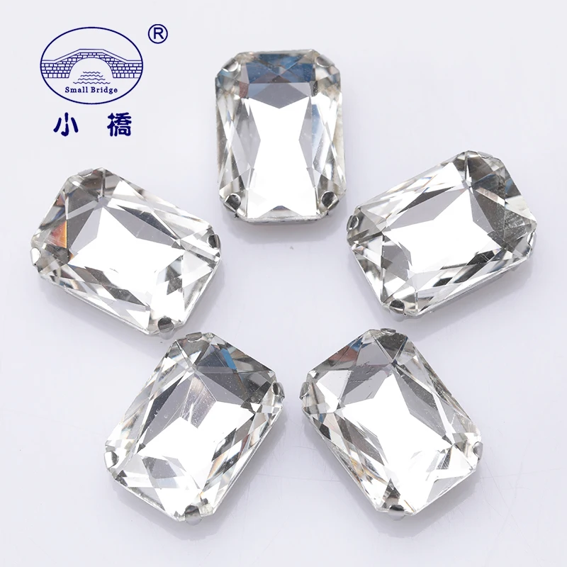 

Decorative Rectangle Glass Sew On Stone With Claw Loose Flatback Craft Gems Colorful Crystal Stone For Clothing 10PCS S073