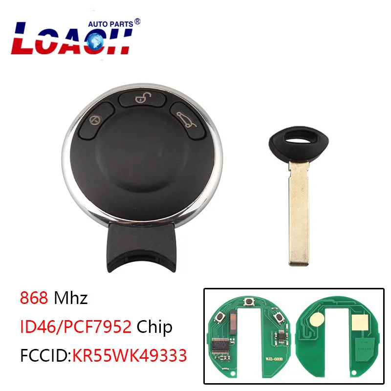 

433MHz/868MHz/315Mhz 3Buttons Smart Remote Key Keyless Fob For BMW MINI KR55WK49333 3Buttons For BMW MINI 2007-2014