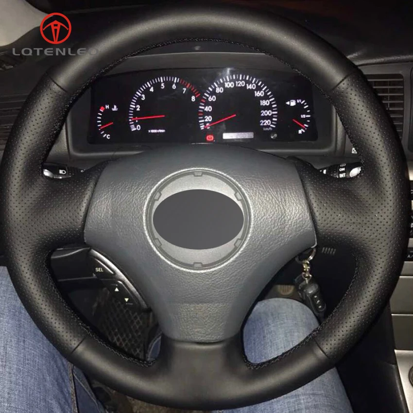 

LQTENLEO Black Artificial Leather Car Steering Wheel Cover for Toyota Vios Old Corolla Mark 2 Lexus GS430 GS300 2004
