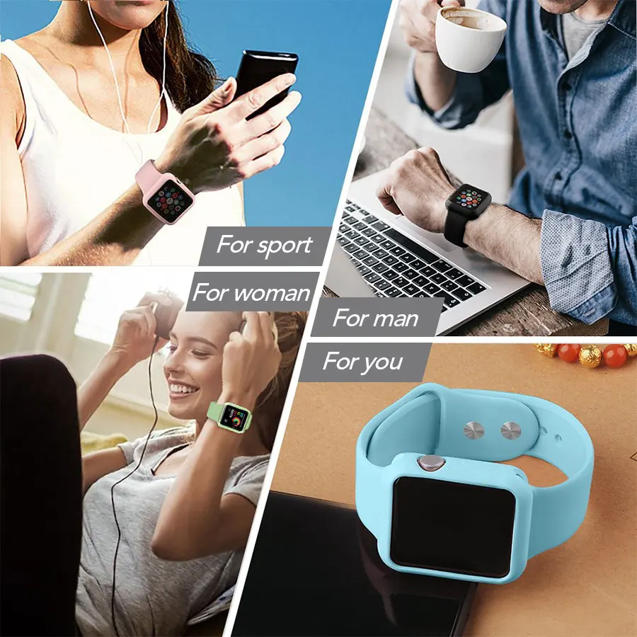 Цветной чехол для часов из ТПУ 38 мм 42 iWatch силиконовый защитный бампер 44 40 Apple Watch