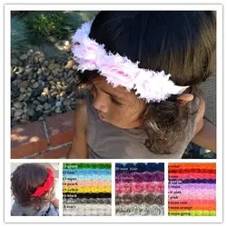 Шесть Потертый Цветы девочки Hairbands 3D шифоновым цветком Infantil новорожденных эластичные повязки детей аксессуары для волос 10 шт./лот