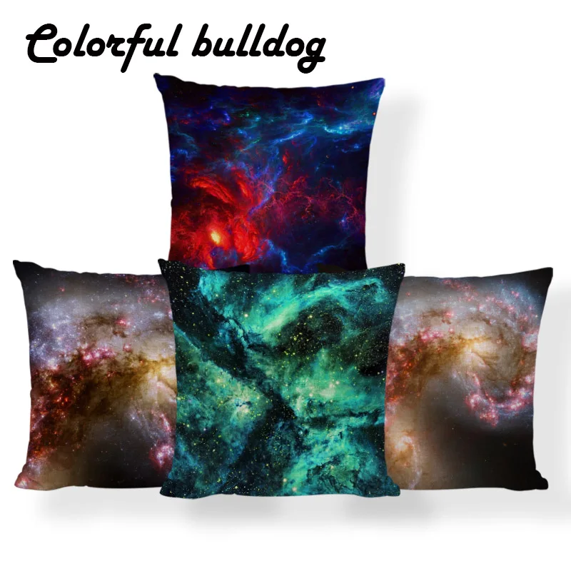 

Starry Sky Aurora Cushions Psychedelic Universe Pillow Cover Art Dorm Gifts For Medical Students Pillow With Cover 45X45Cm Linen
