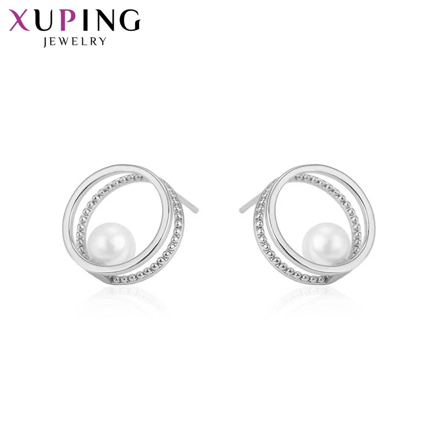 Xuping модные круглые серьги-гвоздики экологическая медь имитация жемчуга женские ювелирные изделия на День святого Валентина подарки S77, 2-94243