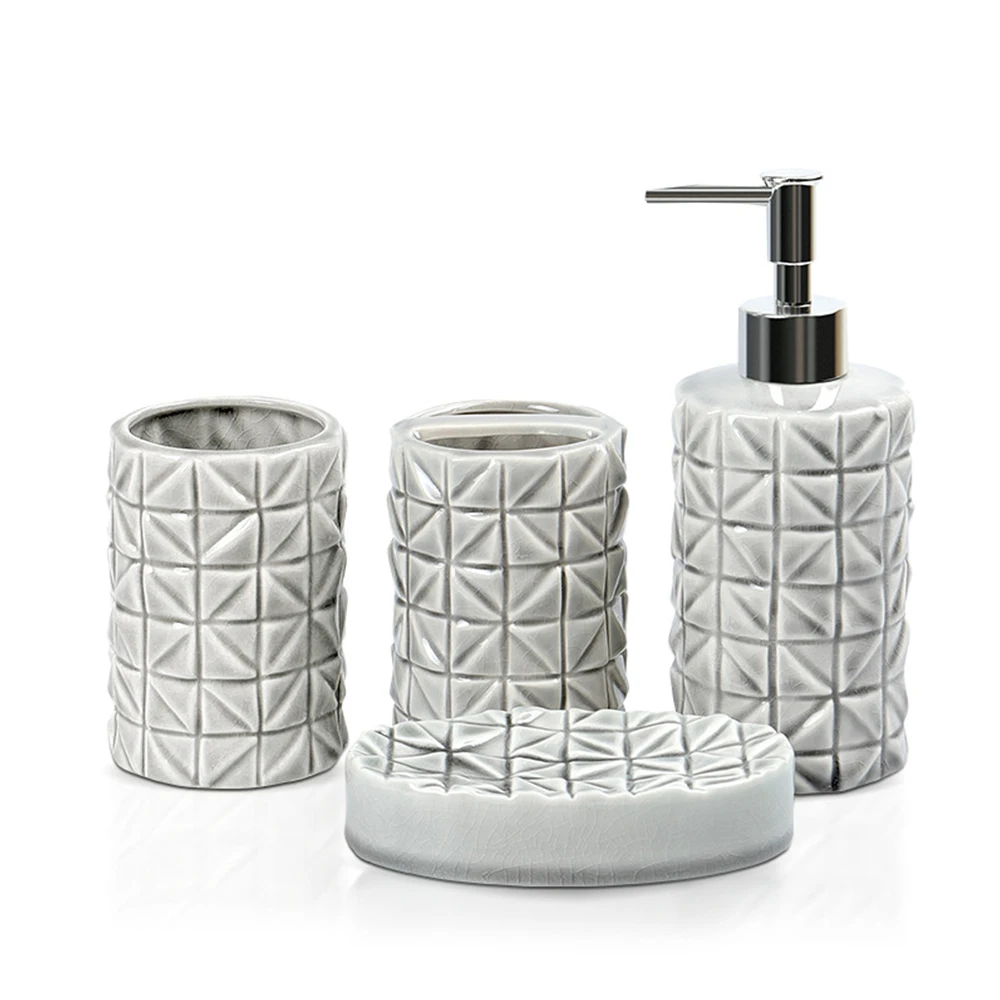 

European Style Ceramic Bathroom Set Washroom Bathroom Accessories Wash Cups Toothbrush Holder Soap Dish Dispenser