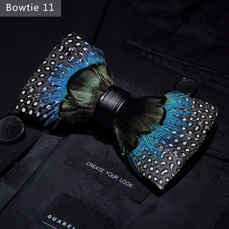 Bowtie 11 JEMYGINS, дизайн, галстук-бабочка, перо, бант, изысканная ручная работа, Мужская брошь для галстука-бабочки, деревянная булавка, подарочный набор, Свадебная вечеринка - Цвет: Bowtie 11