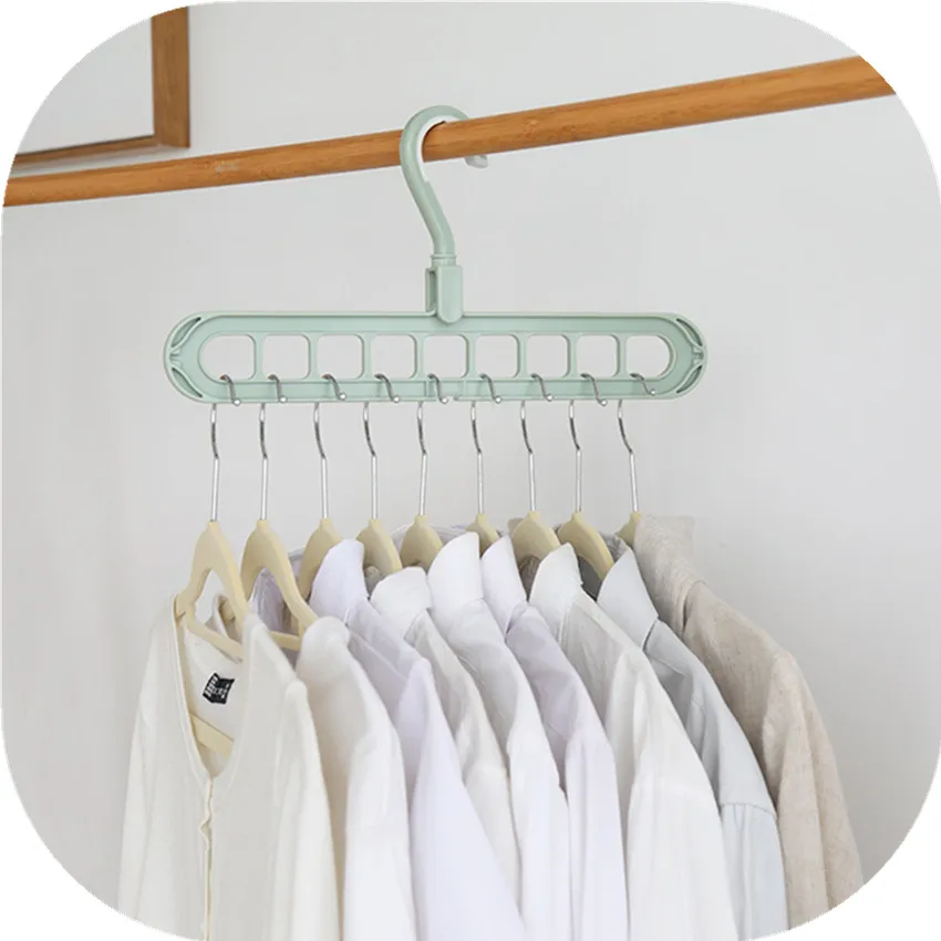 المنزل تخزين منظمة شماعات ملابس تجفيف رف 9 حفرة رشاقته PP وشاح علاّقات ملابس المنزلية خزانة Stoarge رفوف