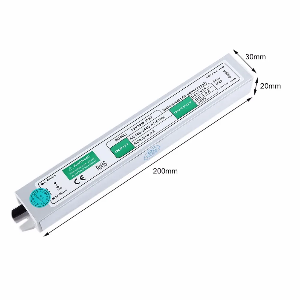IP67 Водонепроницаемый светодиодный Питание электротехническое оборудование полосы Дисплей Вход AC 100-240 V импульсный трансформатор