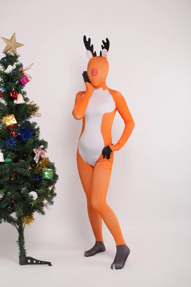 

Adult Halloween Costumes Animal Cosplay Deer Sexy Women Zentai Full Body Suit Lycra Unitard Spandex Suit Skin-tight Catsuit