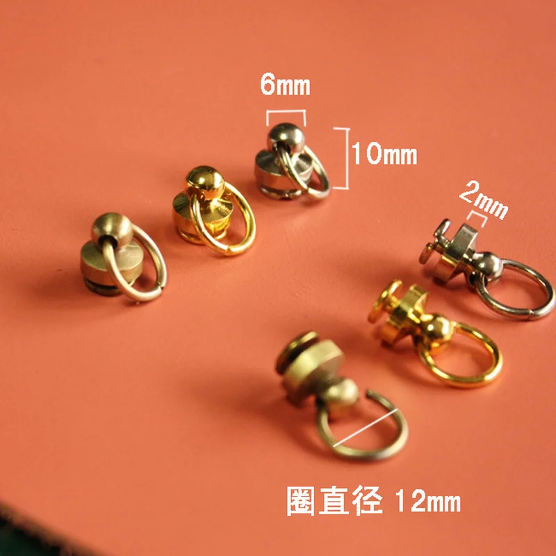 1Pcs Brass Round Head Ring Rivet Studs Screw Fastener Screw Stud Back Leather craft Accessory Hasps