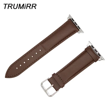 

Calf Genuine Leather Watchband with Adapter for iWatch Apple Watch Sport Edition 38mm 42mm Replacement Band Wrist Strap Bracelet