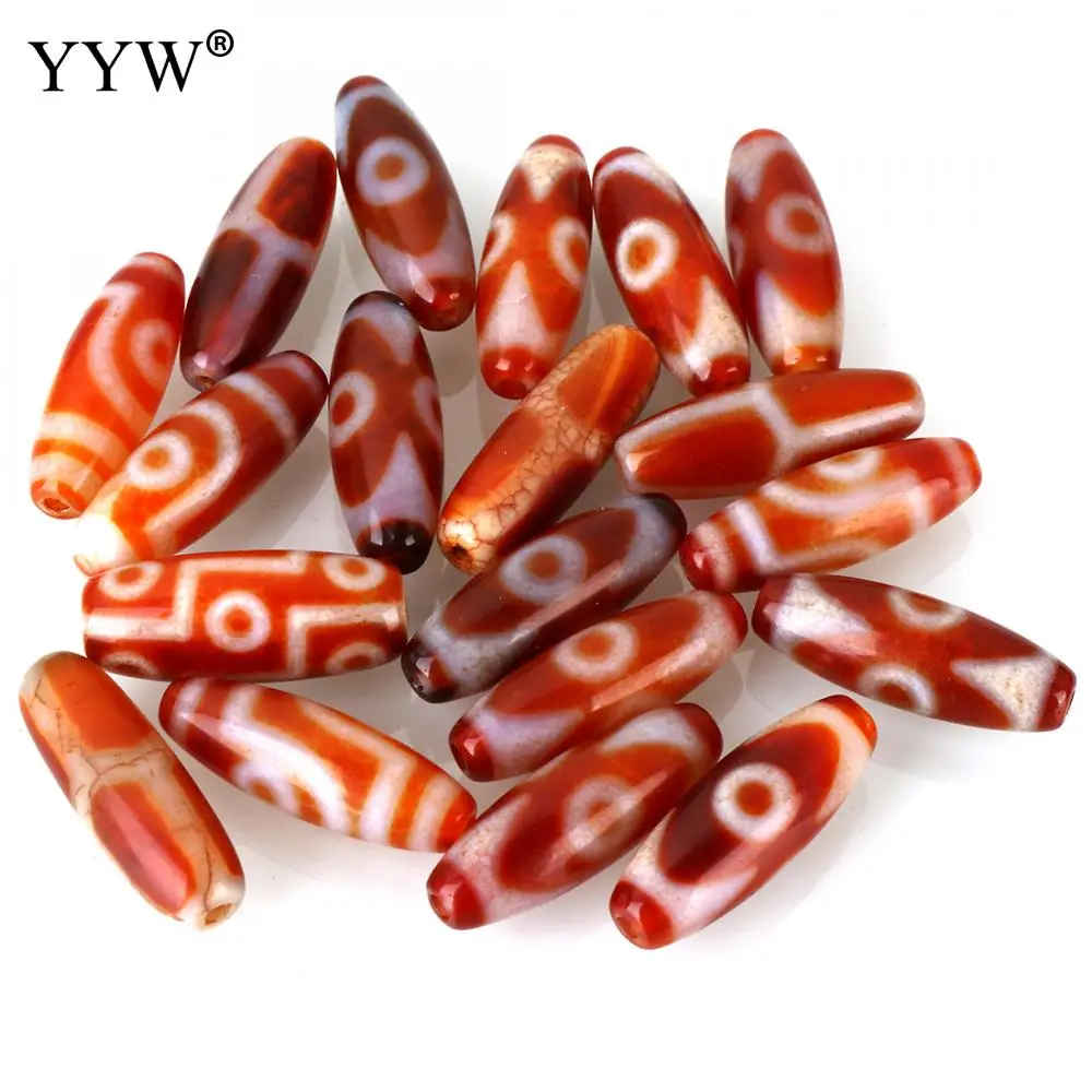 

YYW 5pcs/Lot Natural Tibetan Agat Dzi Beads Mixed Colors 8-12x29-32x8-12mm Buddhism Loose Spacer Bead For Diy Jewelry Making