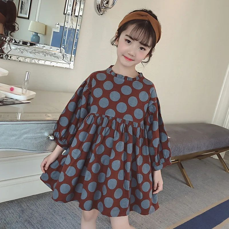 Casual Korean Dot Long Sleeved Princess Autumn Dress Girls Clothes Spring Lantern Sleeve Cute Dress For Toddlers Kids Clothing Casual Korean Dot Long Sleeved Princess Autumn Dress Girls Clothes Spring Lantern Sleeve Cute Dress For Toddlers Kids Clothing