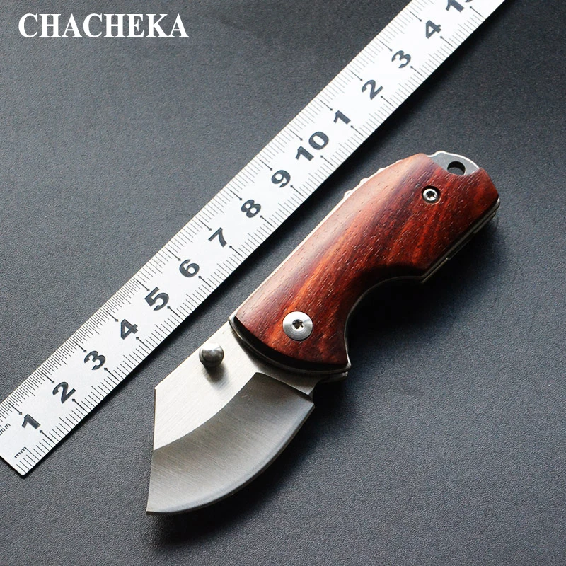

CHACHEKA D2 Steel Folding Knife Red Sandalwood Handle Utility Pocket Knives Keychain Survival EDC Tool Hunting Camping Jackknife