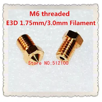

free shipping 100pcs/lot M6 threaded Nozzle Accessories Full Metal 1.75mm/3.0mm E3D 0.2/0.3/0.4mm