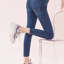 SEMIR, женские облегающие джинсы с высокой посадкой, потертые джинсовые женские укороченные джинсы, супер облегающие джинсы длиной до щиколотки с разрушением