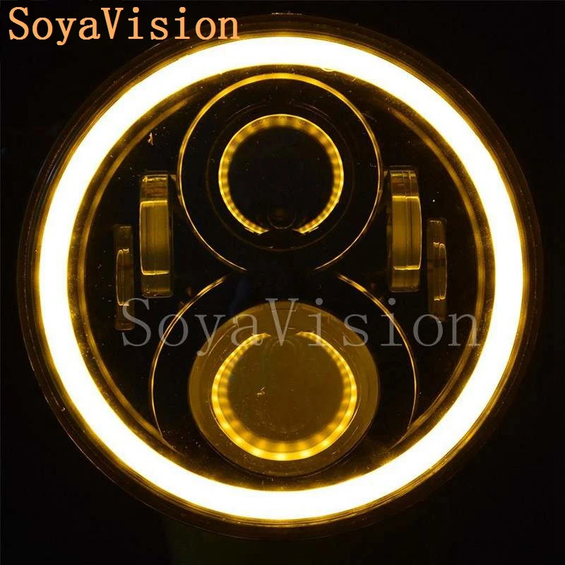 7 Inch Round Headlight 50w High Low Beam with Amber Signal White DRL Halo for 1997-2016 Jeep Wrangler JK TJ YJ Fj Cruiserl