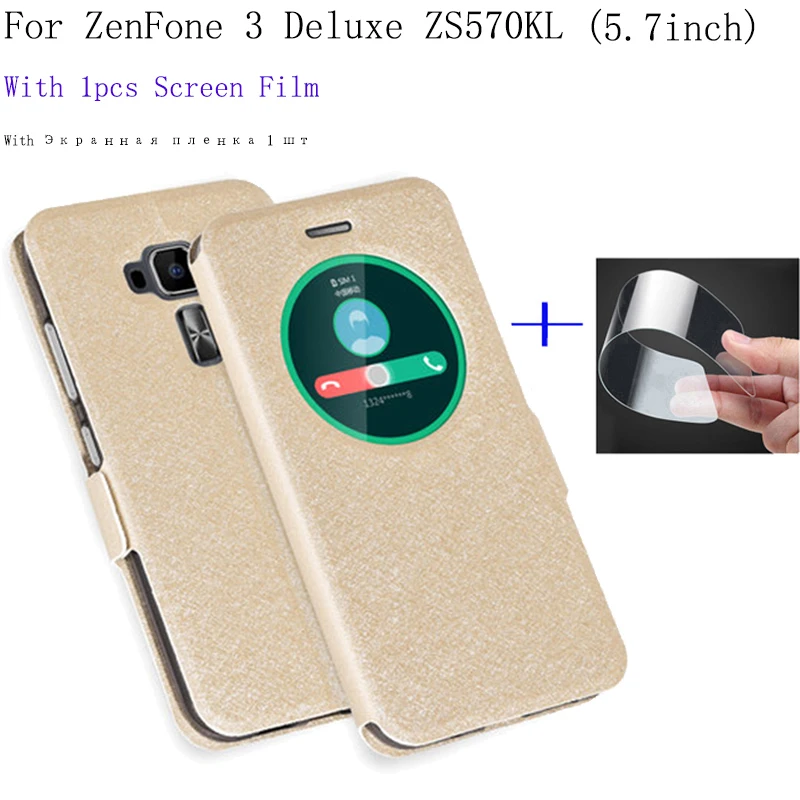 2 шт. 5 7 дюйма окном View основа для ASUS ZenFone 3 Deluxe ZS570KL Чехол Флип Кожа PU телефон