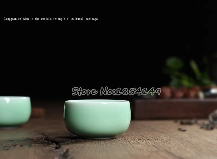 WIZAMONY набор из 3 предметов, высококачественный китайский чайный сервиз Longquan Celadon Di Kiln ручной работы, Подарочная посылка, фарфоровый чайный сервиз для кунг-фу