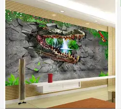 Пользовательские фото обои 3d настенные фрески обои крокодил 3 d ТВ установка стены динозавров ломает обои гостиной украшения