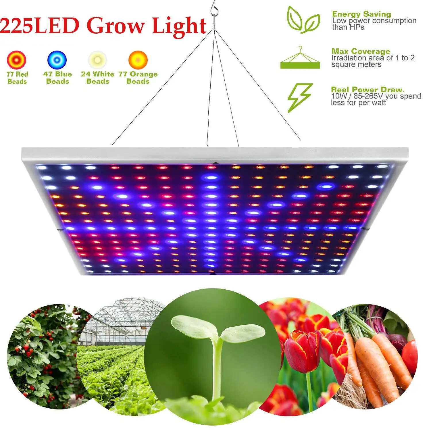 

New 45W 225 LEDs Fitolampa Phyto-lamp LED Grow Light Full Spectrum LED Panel Grow Lamp For Plants Hydroponics Tent Aquarium