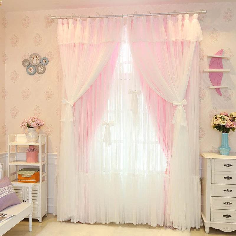 Senisaihon Noel Prenses Dantel Pembe Karartma Perdesi Kiz Yatak Odasi Tul Perde Dugun Odasi Vual Perde Oturma Odasi Icin Blackout Curtains Girls Pink Blackout Curtaincurtains For Aliexpress