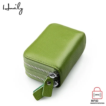 

HMILY Ladies Card Holder Genuine Leather Female Coin Wallet Candy Color Women's Credit Card Real Cowskin Change Purse
