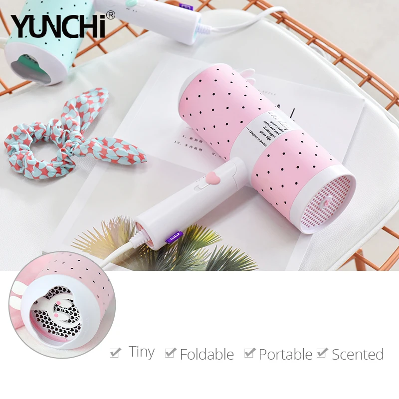 Scented Hair Dryer Foldable Handle 2 Levels Adjustable Wind Constant Temperature Dryer Detachable Easy to Clean Tiny & Portable