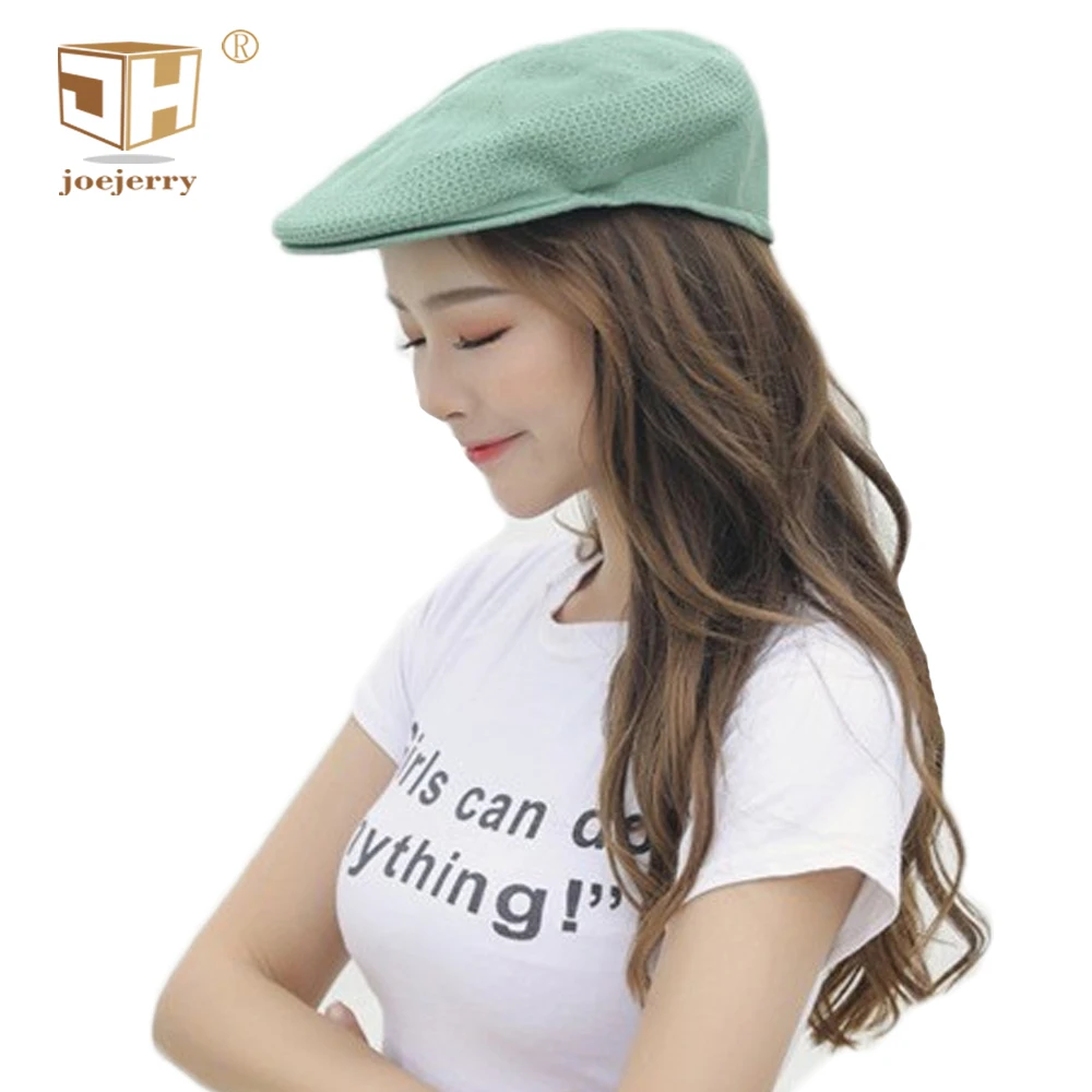 

JOEJERRY Cute Green Beret Embroidered Crochet Beret Korean Girl Female Knit Cap With Visor British Cap