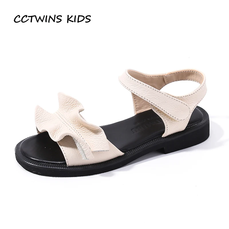 

CCTWINS Kids Shoes 2019 Summer Fashion Girls Real Leather Party Flats Children Beach Non-Slip Shoes Baby Princess Sandals PS498