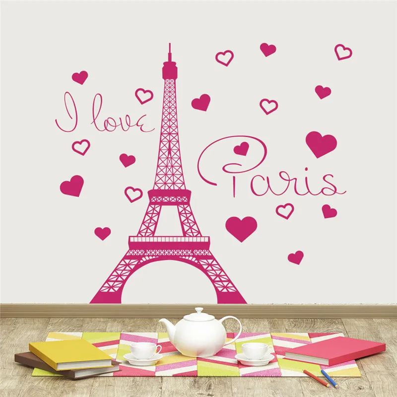 Съемные Виниловые наклейки с надписью I Love Paris Парижская башня Франция домашний