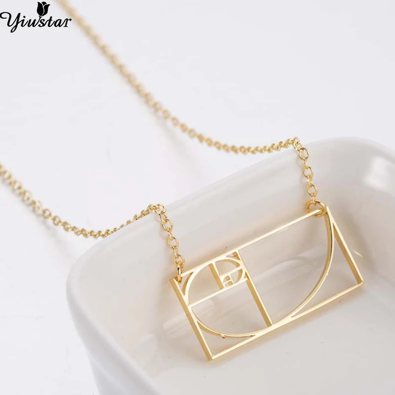 

Yiustar Hollow Geometric Rectangle Pendants Necklaces Women Men Fibonacci Ratio Necklace Architecture Jewelry Colgantes Gifts