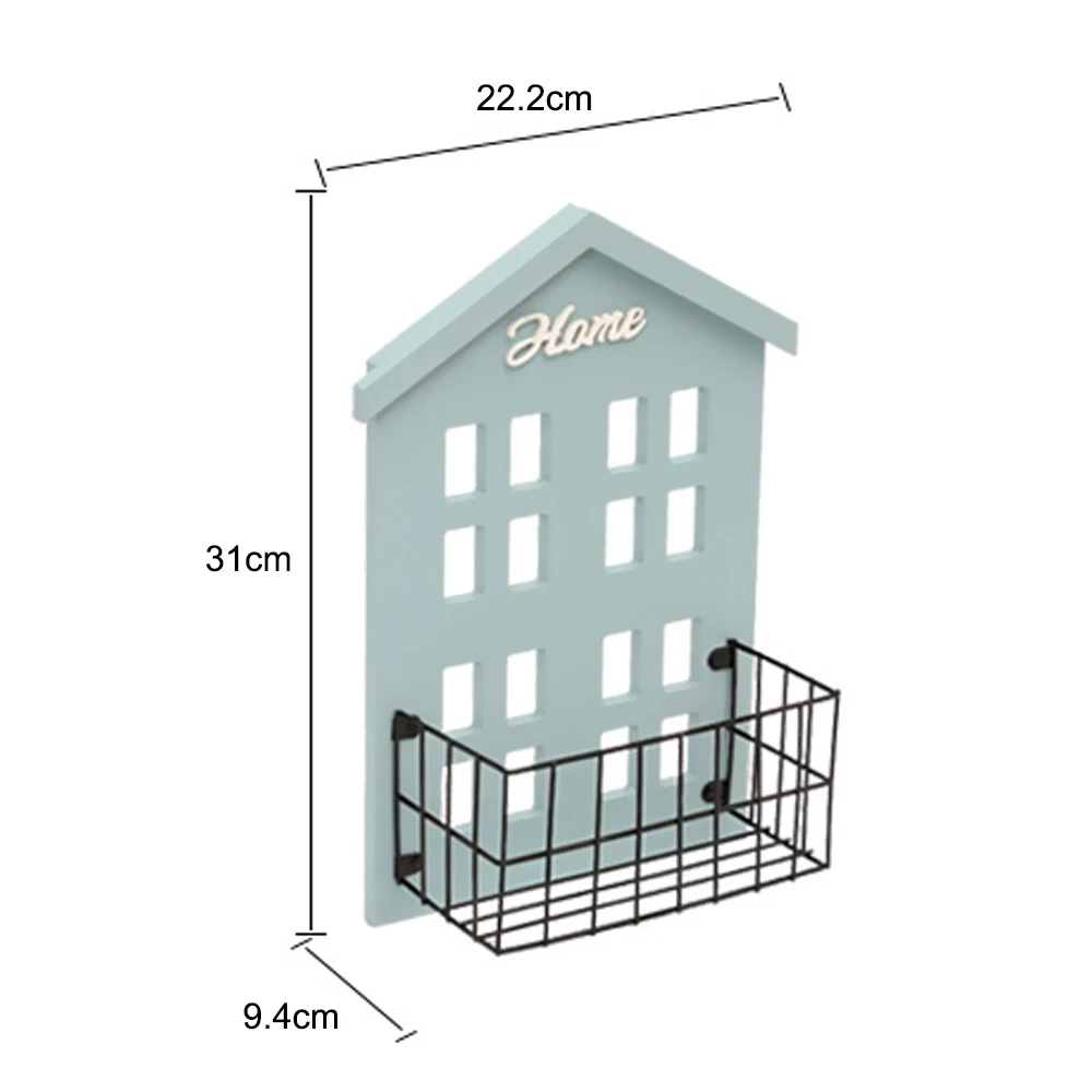 1 шт. в форме домика настенная полка; дерево подвесной стеллаж для хранения корзина настенное крепление держатель для мелочей декоративная стойка для хранения