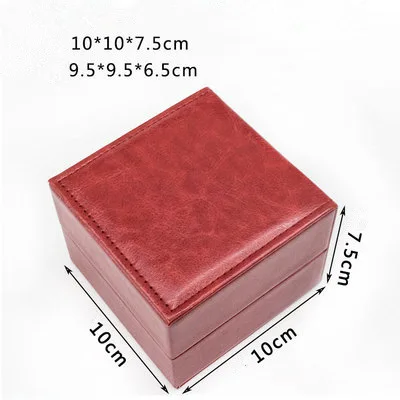 Из искусственной кожи коробка для хранения часов одиночные часы посылка черный ящик ювелирные изделия и часы Подарочные коробочки можно настроить логотип C062 - Цвет: Red 1