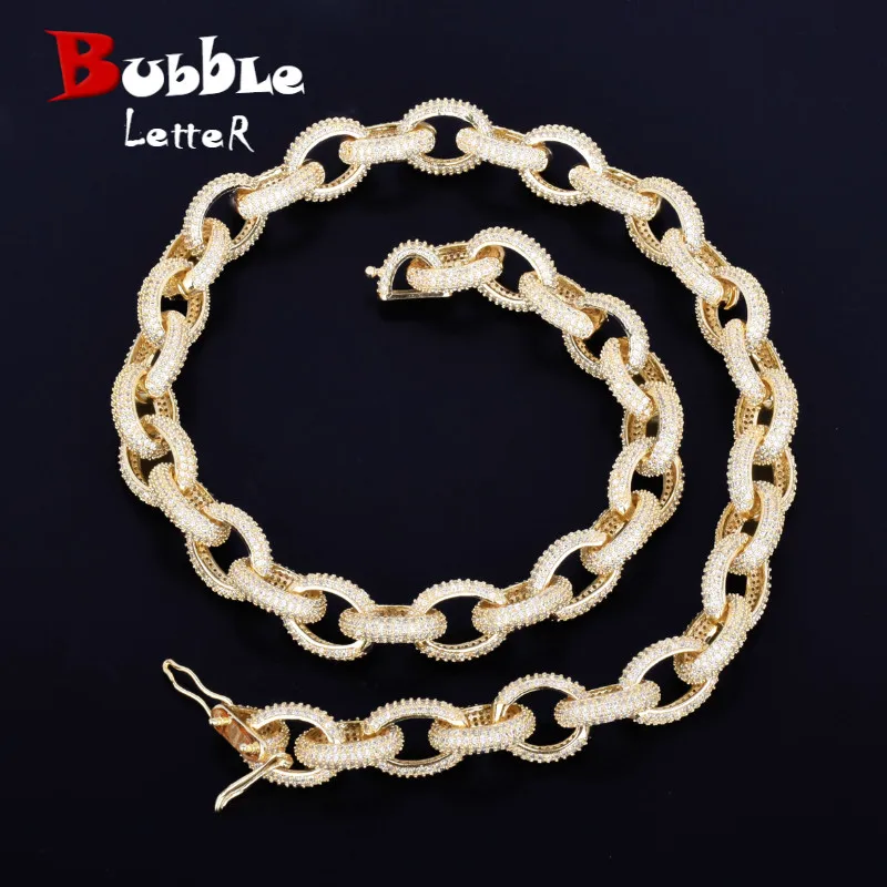 

12mm Iced Heavy Small Punk Choker Bling Cubic Zircon Men's Hip hop Necklace Rock Jewelry Gold Silver Color Chain 18" 20"
