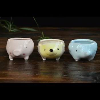

Little Cute Kawaii Animals Ceramic Flowerpot Pig Elephant Hedgehog Planter On Sale Succulent Plants Flower Pot