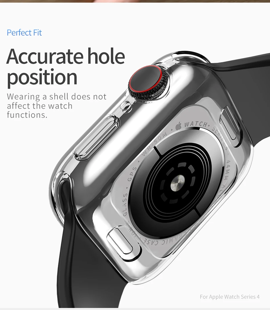 HOCO TPU оболочка для Apple Watch Series 4 мм 44 мм 40 мм мягкий прозрачный чехол ультра тонкий прозрачный защитный чехол Защита умные часы