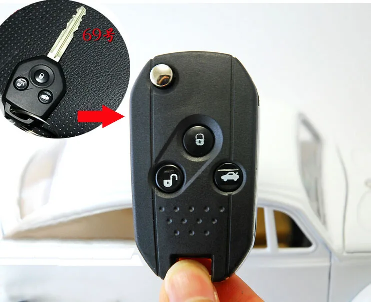 3 կոճակները փոխարինելու ձևափոխված մատով ծալվող հեռավոր բանալին պատուհանի համար Shear For Subaru Forester XV Legacy Outback Fob Key Cover